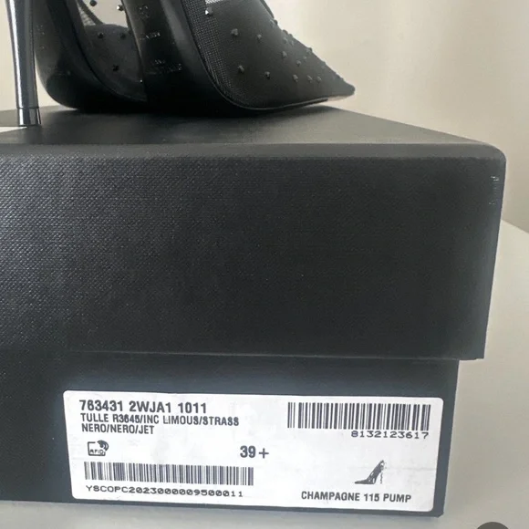 SAINT LAURENT Black anja pumps in rhinestone mesh 39.5 - Picture 7 of 7